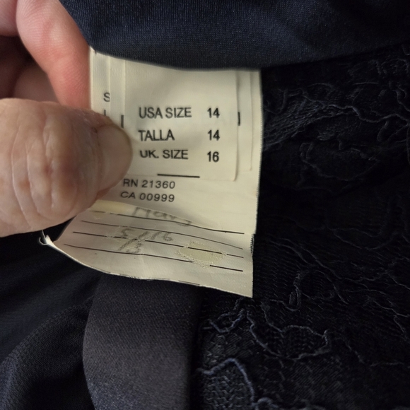 Mori Lee Elegant Blue Lace Midi Dress Size 14 - Picture 6 of 6